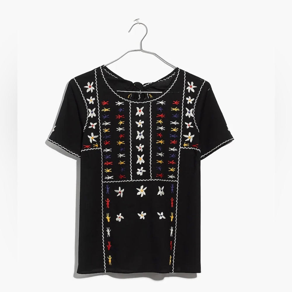 Madewell Embroidered Tie-Back Cutout Top